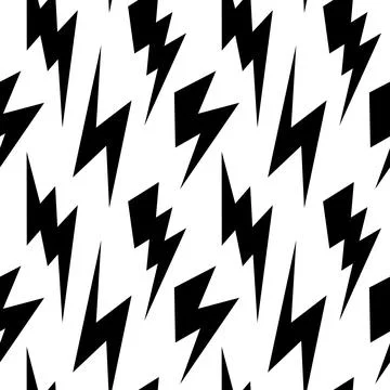 Black lightning bolts seamless pattern. Thunderbolts repeating background. Storm Illustrazione stock