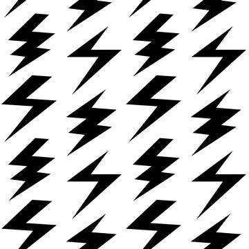 Black lightning bolts seamless pattern. Thunderbolts repeating background. Storm Illustrazione stock
