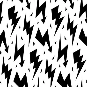 Black lightning bolts seamless pattern. Thunderbolts repeating background. Storm Ilustración de archivo