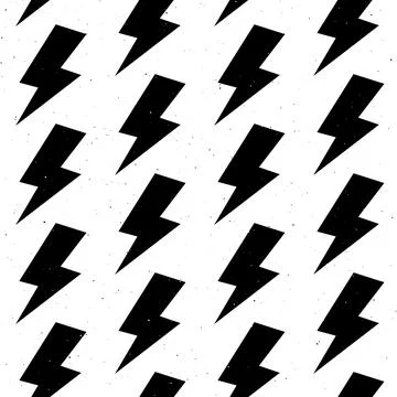 Black lightning bolts seamless pattern. Thunderbolts repeating background. Storm Illustrazione stock