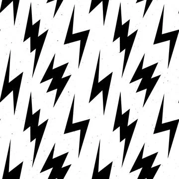 Black lightning bolts seamless pattern. Thunderbolts repeating background. Storm Illustrazione stock