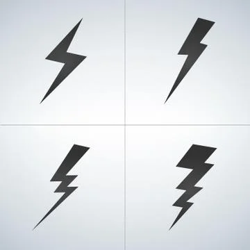 Black Lightning icon set. Vector illustration isolated on modern background. Stock Illustration