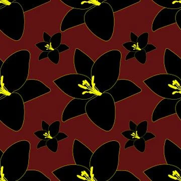 Black Lily. Endless vector pattern. Stock Illustration