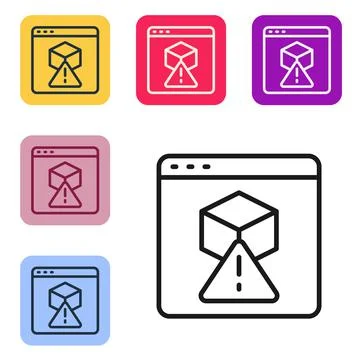 Black line 3D printer icon isolated on white background. 3d printing. Set icons Stock Illustration