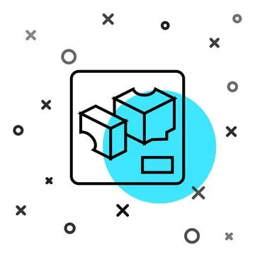 Black line 3D printer icon isolated on white background. 3d printing. Random Stock Illustration