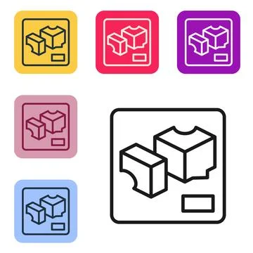 Black line 3D printer icon isolated on white background. 3d printing. Set icons Stock Illustration