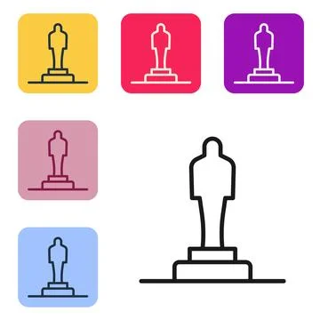 Black line 3D printer model icon isolated on white background. 3d printing. Set Stock Illustration