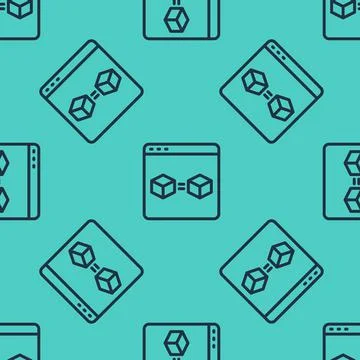 Black line 3D printer perfect copy icon isolated seamless pattern on green Stock Illustration