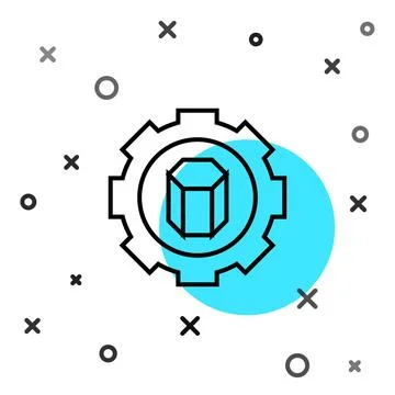 Black line 3D printer setting icon isolated on white background. 3d printing Stock Illustration