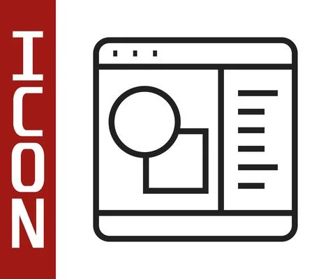 Black line 3D printer software icon isolated on white background. 3d printing Stock Illustration