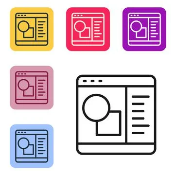 Black line 3D printer software icon isolated on white background. 3d printing Stock Illustration