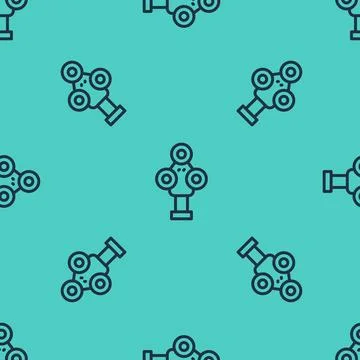 Black line 3D scanner icon isolated seamless pattern on green background. V.. Stock Illustration