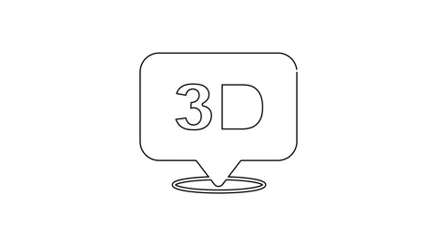 Black line 3D word icon isolated on white background. 4K Video motion graphic Stock Footage 159319663