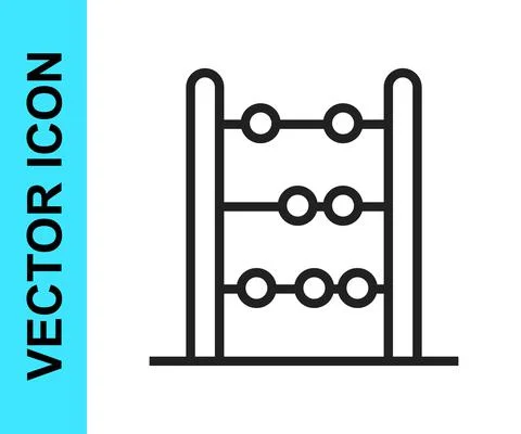 Black line Abacus icon isolated on white background. Traditional counting frame Illustrazione stock