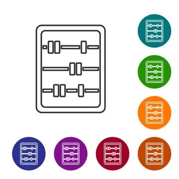 Black line Abacus icon isolated on white background. Traditional counting fra Stock Illustration