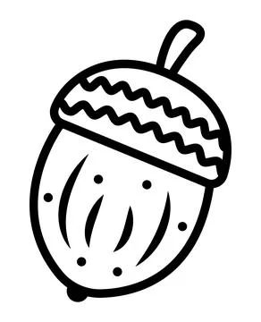 Black line acorn, vector icon Stock Illustration