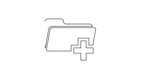 Black line Add new folder icon isolated on white background. New folder file Stock Footage 160219535