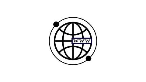 Black line address domain icon, website symbol World globe with letters WWW Stock Footage 258431985