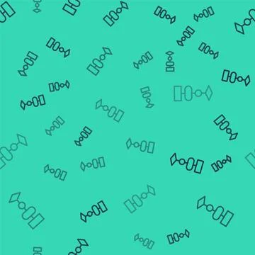 Black line Algorithm icon isolated seamless pattern on green background Stock Illustration