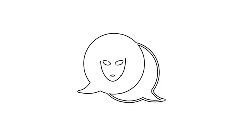 Black line Alien icon isolated on white background. Extraterrestrial alien face Stock Footage 155476279