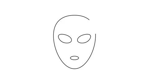 Black line Alien icon isolated on white background. Extraterrestrial alien face Stock Footage 155476640
