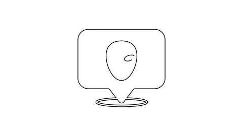 Black line Alien icon isolated on white background. Extraterrestrial alien face Stock Footage 160292634