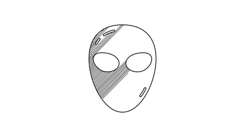 Black line Alien icon isolated on white background. Extraterrestrial alien face Stock Footage 201468539