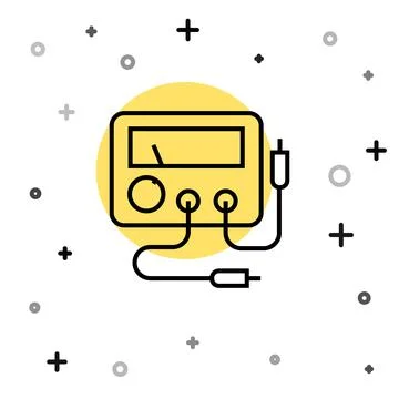 Black line Ampere meter, multimeter, voltmeter icon isolated on white backgro Stock Illustration