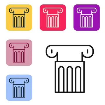 Black line Ancient column icon isolated on white background. Set icons in c.. Stock Illustration