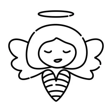 Black line angel, minimal vector illustration Stock Illustration
