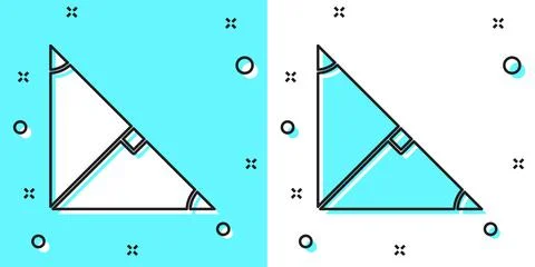 Black line Angle bisector of a triangle icon isolated on green and white Stock Illustration