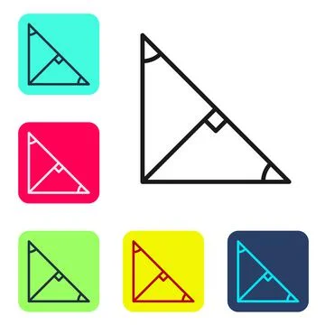 Black line Angle bisector of a triangle icon isolated on white background. Set Stock Illustration