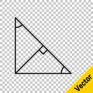 Black line Angle bisector of a triangle icon isolated on transparent background Stock Illustration