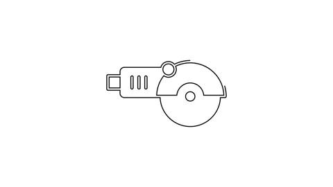 Black line Angle grinder icon isolated on white background. 4K Video motion Stock Footage 160292458