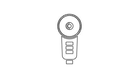 Black line Angle grinder icon isolated on white background. 4K Video motion Stock Footage 201453997