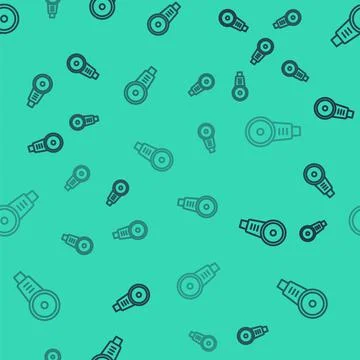 Black line Angle grinder icon isolated seamless pattern on green background Illustrazione stock