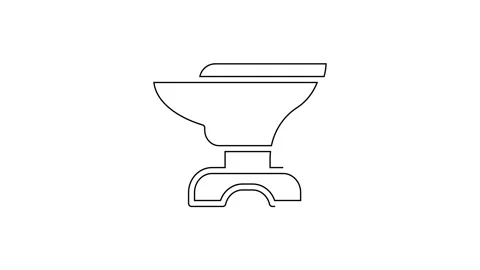 Black line Anvil for blacksmithing and hammer icon isolated on white background Stock Footage 168584458