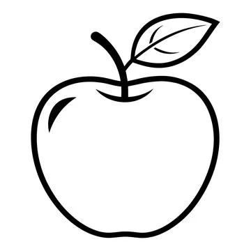 Black line of an apple with a leaf line fruit simple Illustrazione stock