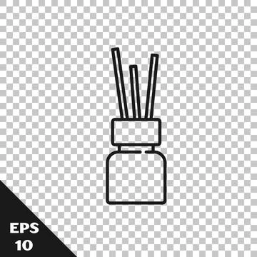 Black line Aroma diffuser icon isolated on transparent background. Glass jar Illustrazione stock