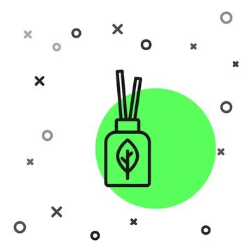 Black line Aroma diffuser icon isolated on white background. Glass jar different Stock Illustration