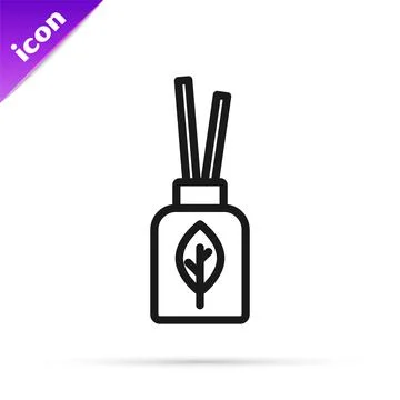 Black line Aroma diffuser icon isolated on white background. Glass jar different Stock Illustration