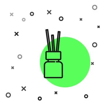 Black line Aroma diffuser icon isolated on white background. Glass jar differ Stock Illustration
