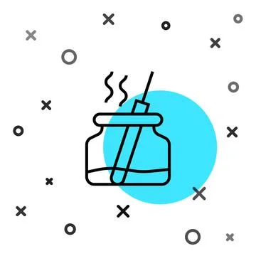 Black line Aroma diffuser icon isolated on white background. Glass jar diff.. Stock Illustration