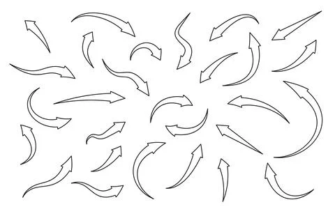 Black line arrow icon cursor curve sign set vector Stock Illustration