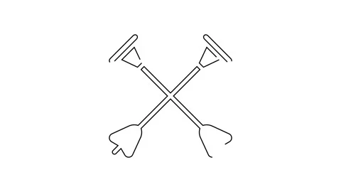 Black line Arrow with sucker tip icon isolated on white background. 4K Video Stock-Footage 139036166
