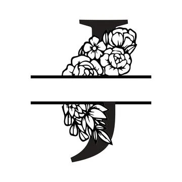 A black line art illustration featuring letter j split monogram with letter j Stock Illustration