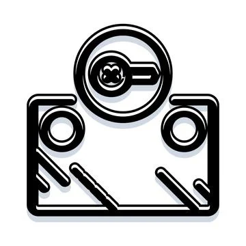Black line art security key and lock icon イラスト素材