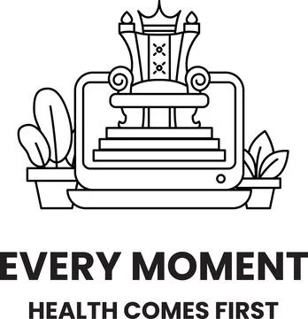 Black line art shows a throne on a tablet screen Illustrazione stock