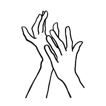 Black line art two hands isolated on white background. Meditation relax Creative Stock Illustration