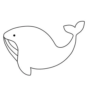 Black line art whale. Flat design for poster or t-shirt. Vector illustration Stock Illustration